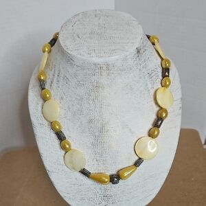 Vintage  Boho Style Yellow Beaded Necklace